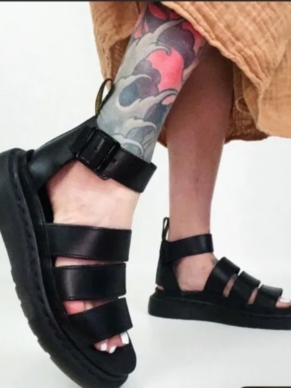 DR. MARTENS Clarissa II Sandals Shoes Womens 11 43 Black Leather Gladiator